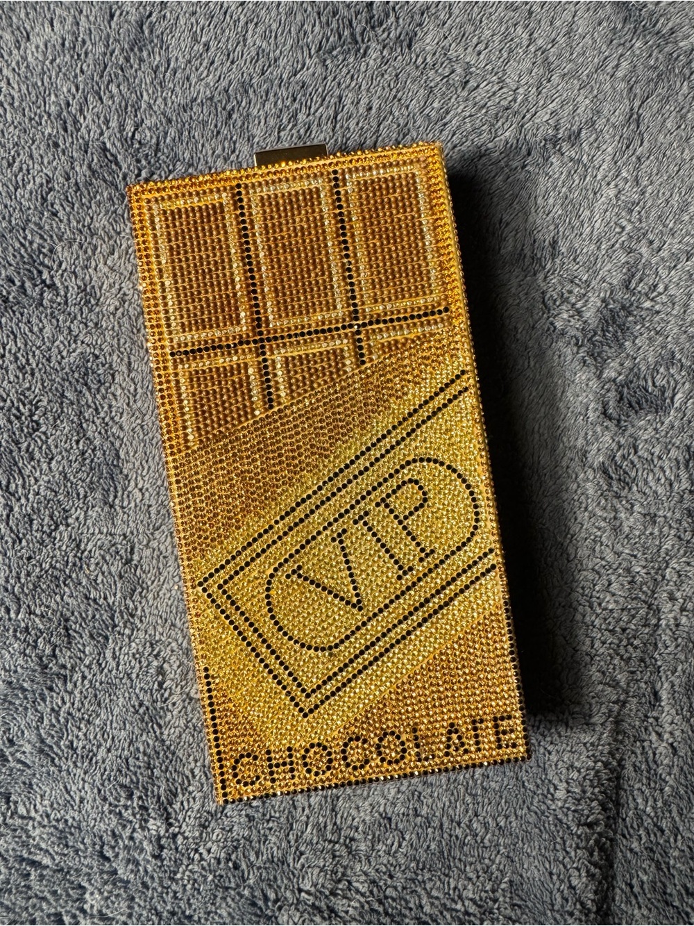 Gold Crystal Rhinestone VIP Chocolate Clutch
